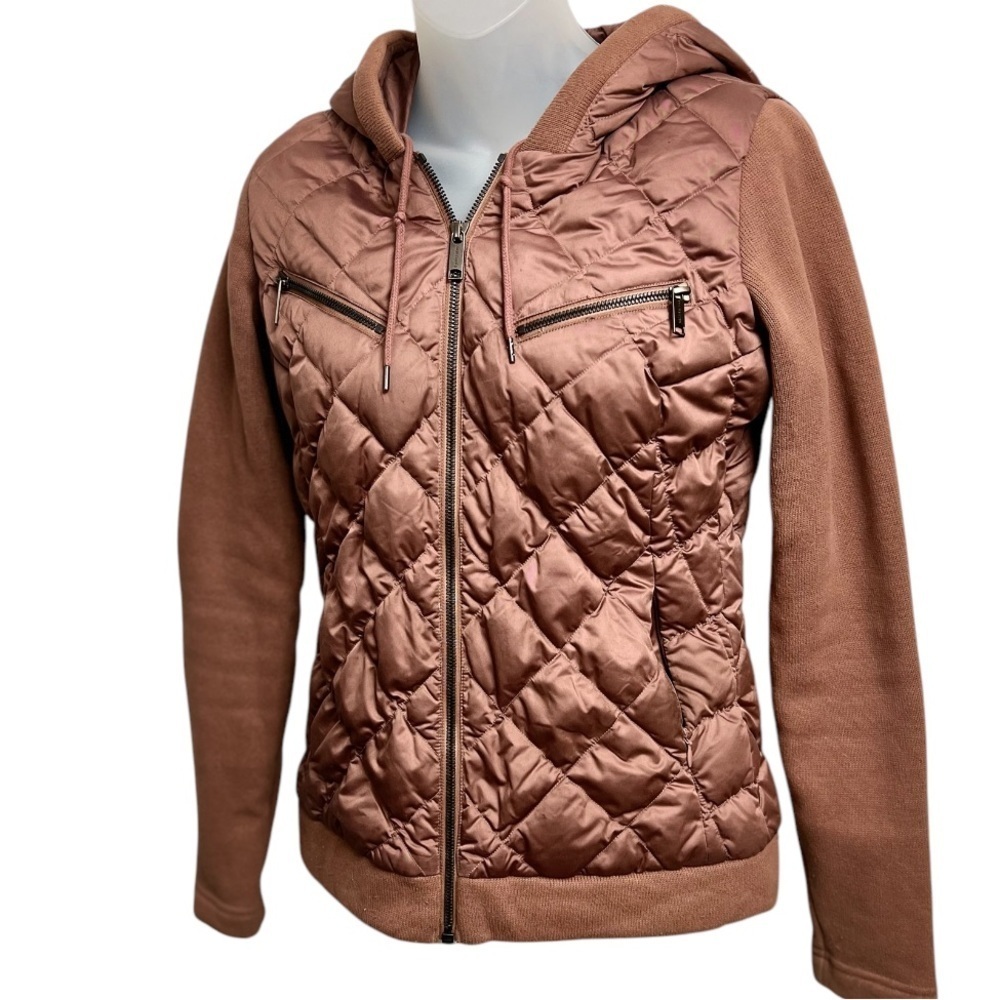 Eddie Bauer Puffer Quilted Jacket X-Small Misty Rose Goose Down Hooded - Picture 6 of 10
